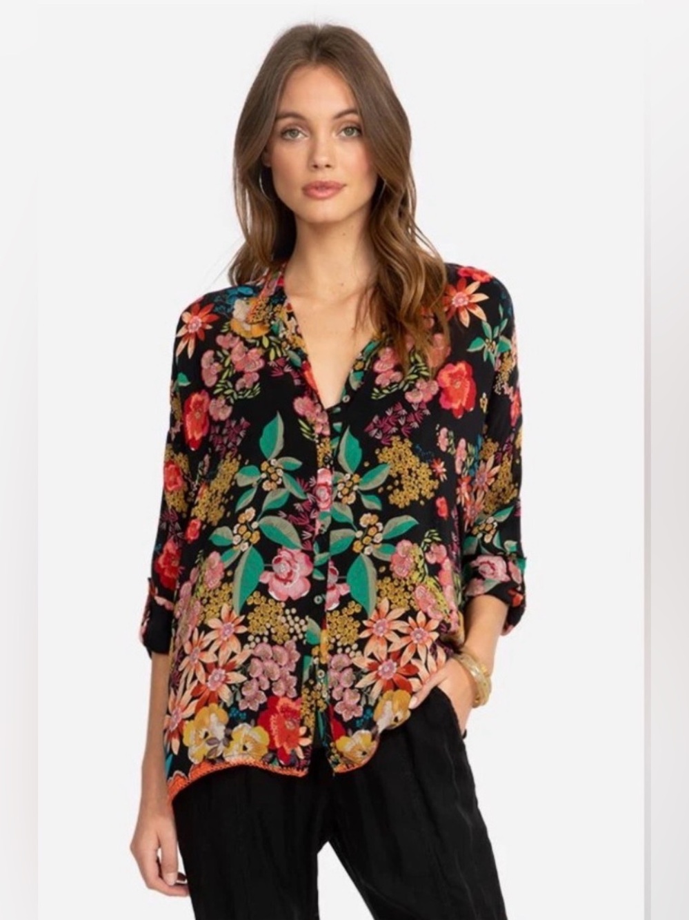 Johnny Was Poppy Floral Button Down